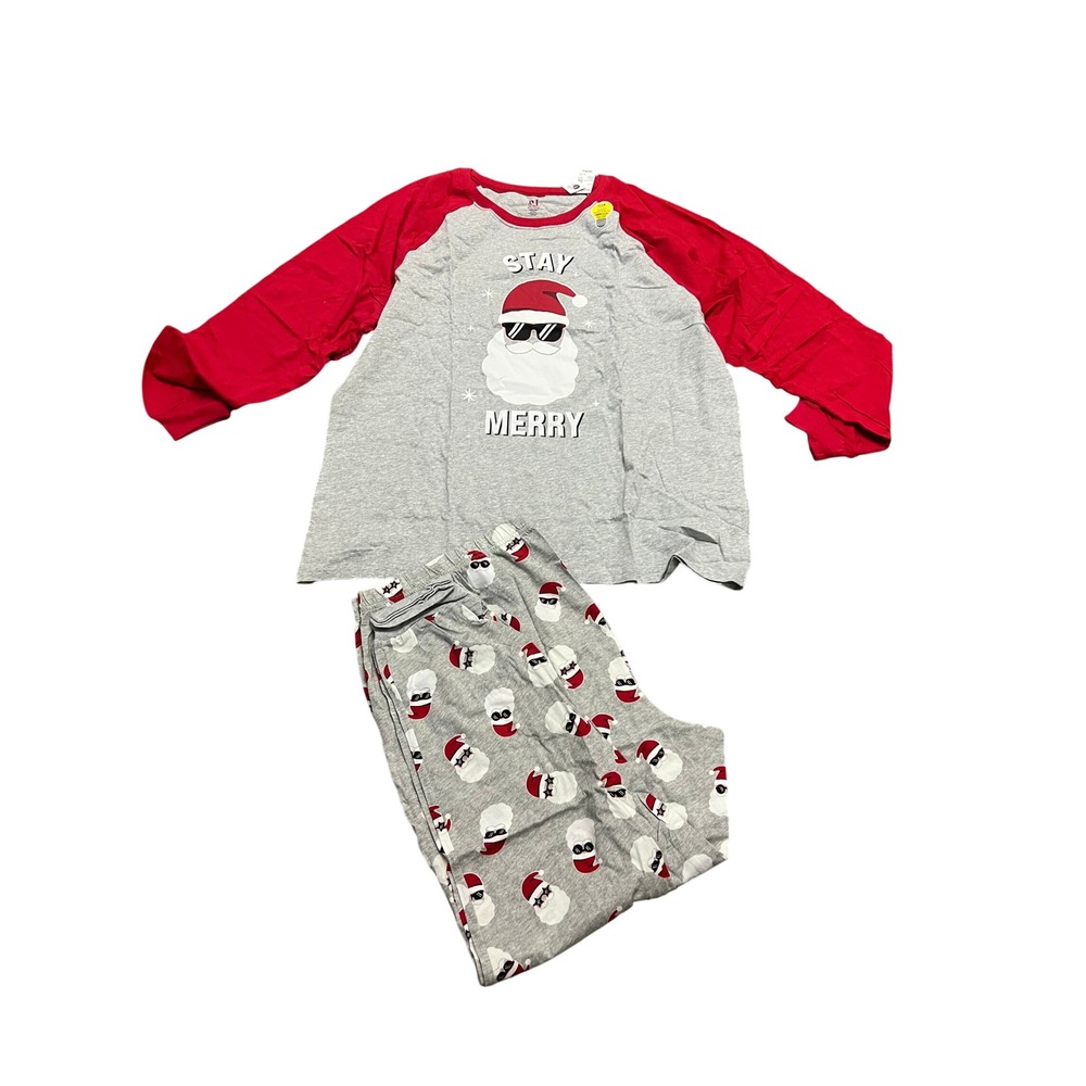 Womens PJ Place Merry Christmas PJs Santas Sunglasses XL NIP Glow In The Dark